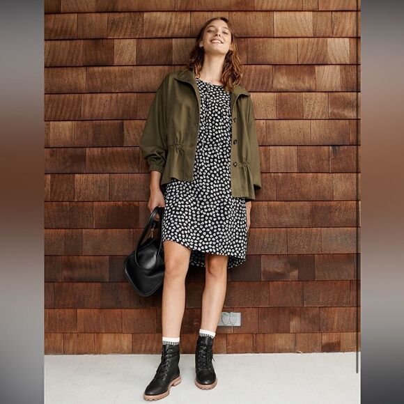 🌞 Madewell Shirred Easy Dress in Woodcut Flowers - Picture 1 of 8